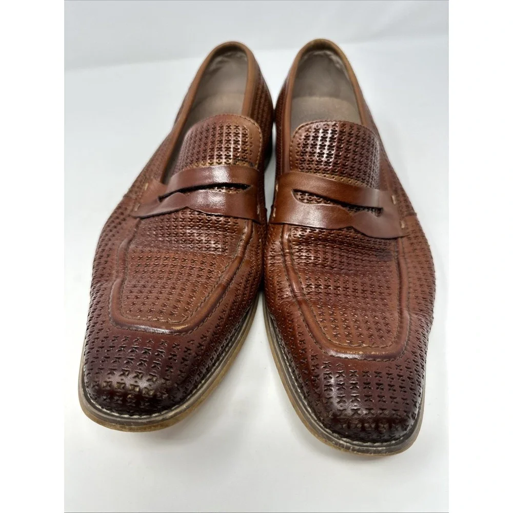 Stacy Adams Men's Shoes Size 11M‎ Belfair Moc Toe Penny Loafers Cognac 25165-221